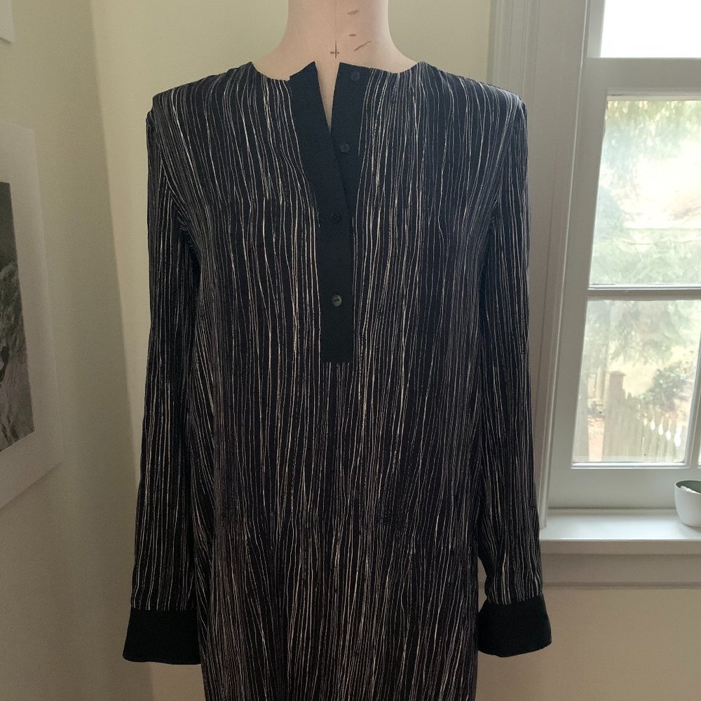 Vince Black and White Wavy Line Dress